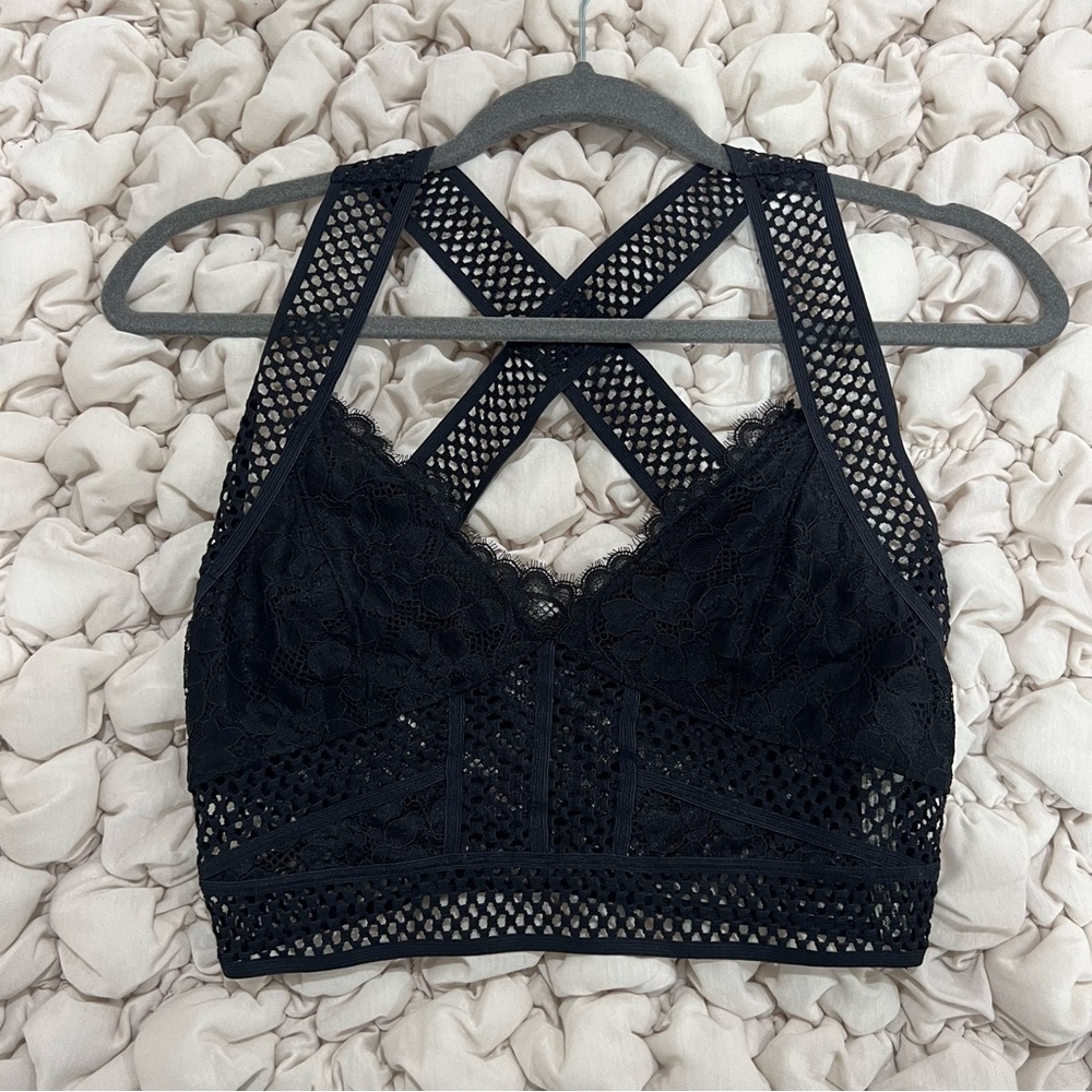 Free People Black Lace Crop Top